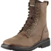 Ariat Men's Cascade 8" Wide Square Soft Toe Western Work Boot- Brown- 10011916