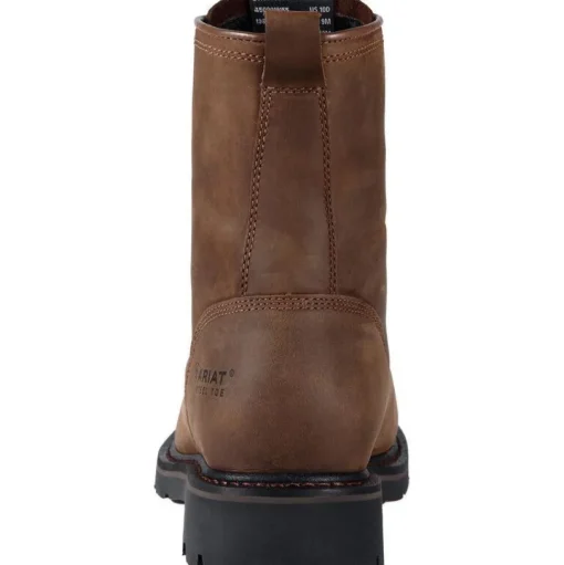 Ariat Men's Cascade 8" Wide Square Soft Toe Western Work Boot- Brown- 10011916