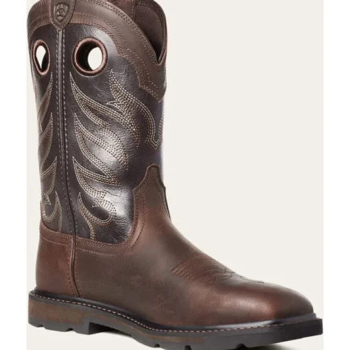 Ariat Men's Groundwork Wide Toe ST Western Work Boot -Brown- 10034717