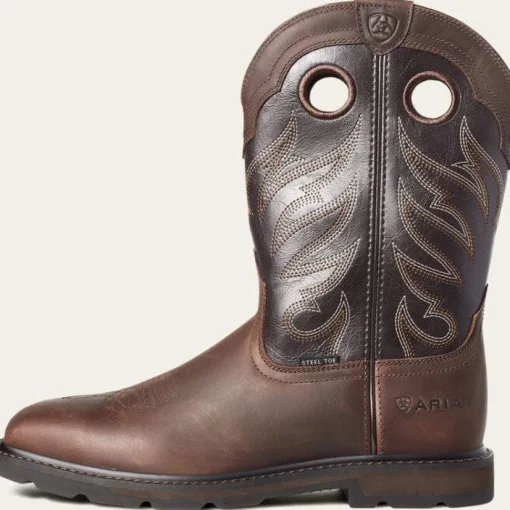 Ariat Men's Groundwork Wide Toe ST Western Work Boot -Brown- 10034717