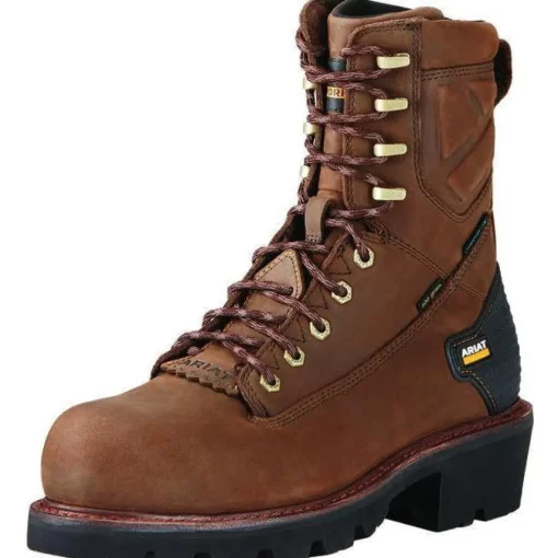 Ariat Men's Powerline 8" Comp Toe WP 400g Logger Work Boot - Brown - 10018567