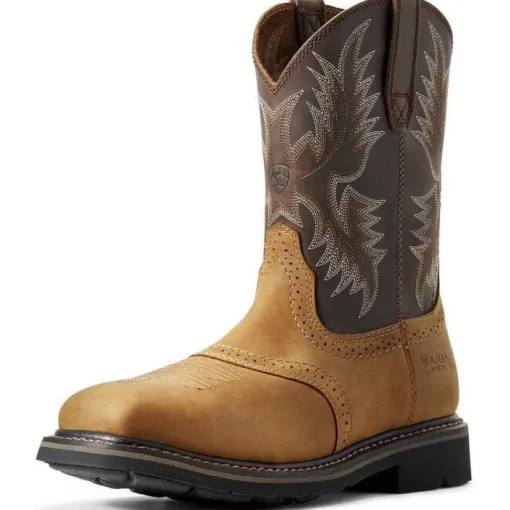 Ariat Men's Sierra 10" Wide Square Steel Toe Western Work Boot- Bark- 10010134