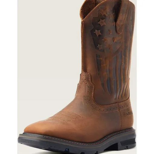 Ariat Men's Sierra Shock Shield Patriot Western Work Boot - Brown - 10044505
