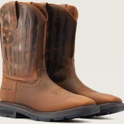 Ariat Men's Sierra Shock Shield Patriot Western Work Boot - Brown - 10044505