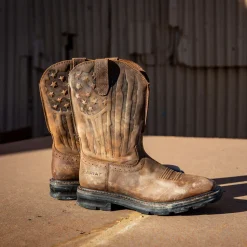 Ariat Men's Sierra Shock Shield Patriot Western Work Boot - Brown - 10044505