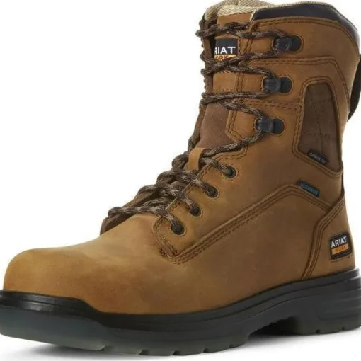 Ariat Men's Turbo 8" Carbon Toe WP Lace Up Work Boot - Bark - 10027326