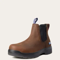 Ariat Men's Turbo Chelsea Carbon Toe WP USA Assembled Work Boot - Brown - 10036738