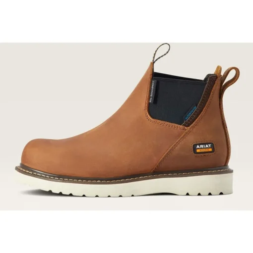 Ariat Women's Rebar Wedge Comp Toe WP Chelsea Work Boot -Aged Honey- 10042564