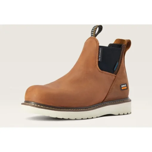 Ariat Women's Rebar Wedge Comp Toe WP Chelsea Work Boot -Aged Honey- 10042564