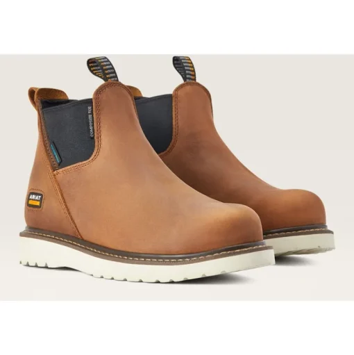 Ariat Women's Rebar Wedge Comp Toe WP Chelsea Work Boot -Aged Honey- 10042564