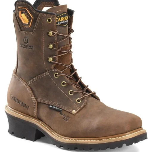 Carolina Men's Coppice 8" Composite Toe WP Logger Work Boot - Brown - CA9855