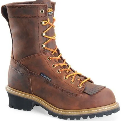 Carolina Men's Spruce 8" WP Lace-to-Toe Logger Work Boot, Brown CA8824