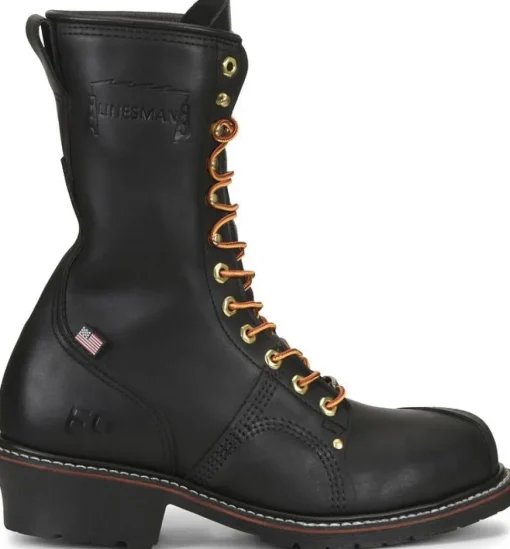 Carolina Men's USA Made Linesman 10" Soft Toe Slip Resist Work Boot -Black- 905