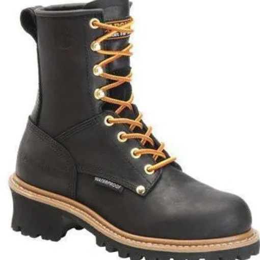 Carolina Women's Elm 8” WP Steel Toe Logger Work Boot - Black - CA1420
