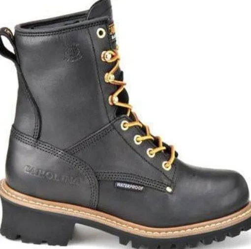 Carolina Women's Elm 8” WP Steel Toe Logger Work Boot - Black - CA1420