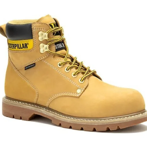 Cat Men's Second Shift Steel Toe WP Slip Resist Work Boot -Honey- P91659