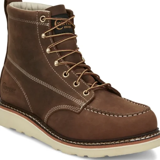 Chippewa Men's Edge Walker 6" Moc Toe Lace Up Work Boot -Brown- ED5322