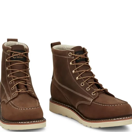 Chippewa Men's Edge Walker 6" Moc Toe Lace Up Work Boot -Brown- ED5322
