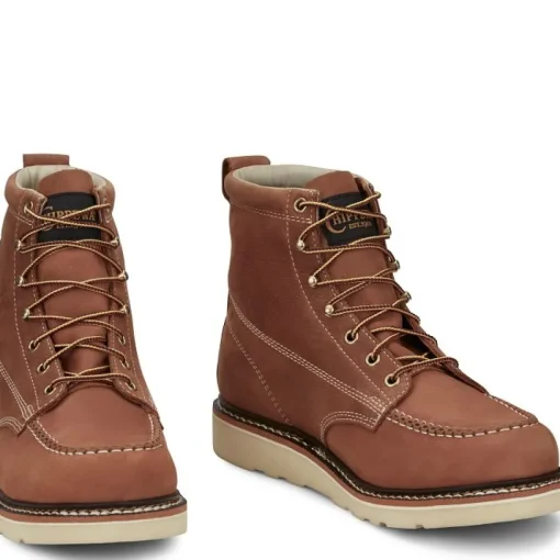 Chippewa Men's Edge Walker 6" Moc Toe Lace Up Work Boot -Tan- ED5312