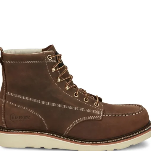 Chippewa Men's Edge Walker 6" Moc Toe Lace Up Work Boot -Brown- ED5322