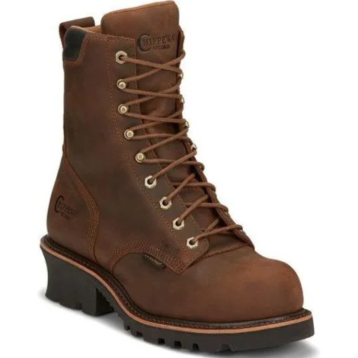 Chippewa Men's Valdor 8" Comp Toe WP Logger Work Boot - Tan - 73236