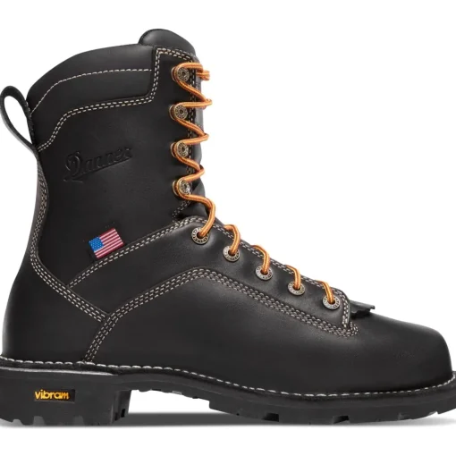 Danner Men's Quarry USA Made 8" Soft Toe WP Work Boot - Black - 17309