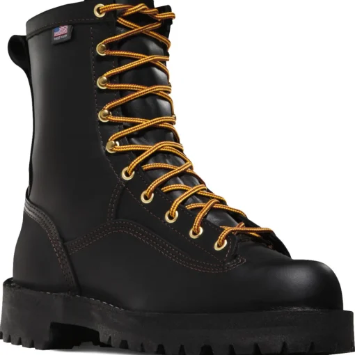 Danner Men's Rain Forest USA Made 8" Soft Toe WP Work Boot Black 14100