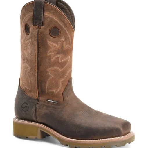 Double H Men's Abner 12" Comp Toe WP Western Work Boot- Brown - DH5353