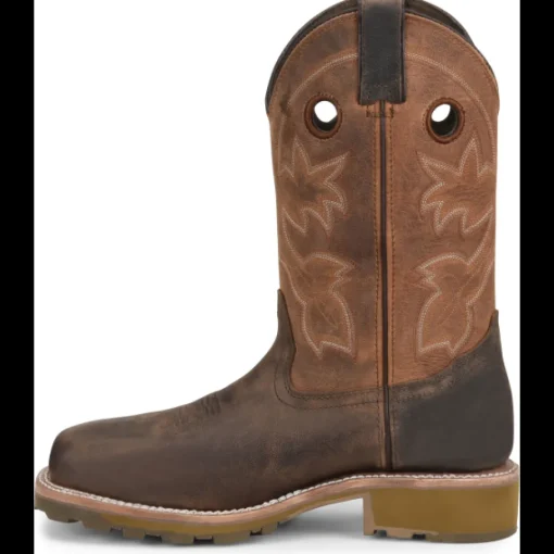 Double H Men's Abner 12" Sqr Toe WP Western Work Boot - Brown - DH4353
