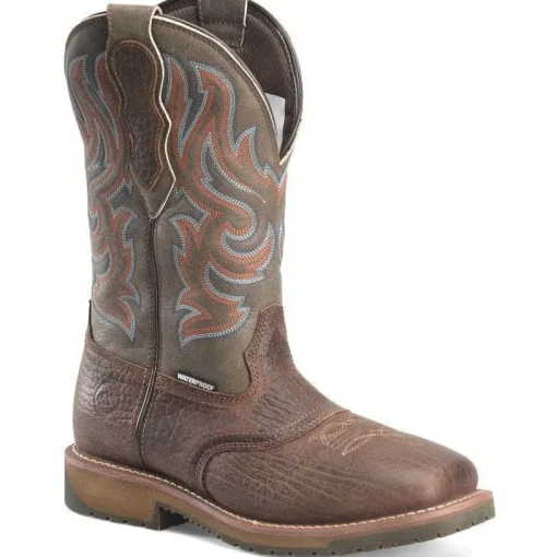 Double H Men's Ironhide 12" Square Toe WP Western Boot -Brown- DH6142