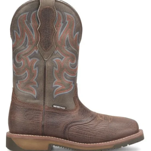 Double H Men's Ironhide 12" Square Toe WP Western Boot -Brown- DH6142
