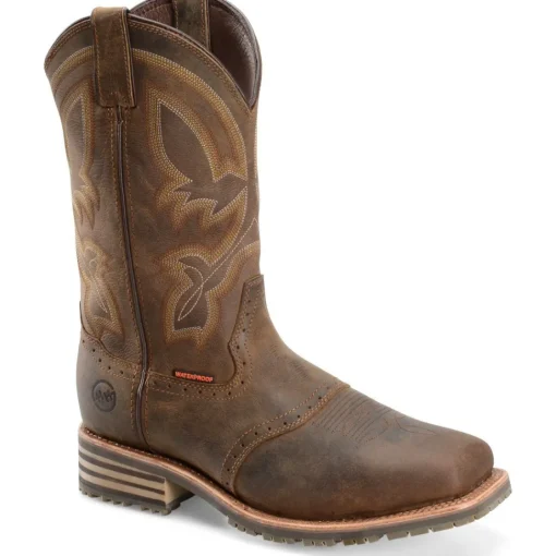 Double H Men's Jeyden 11" Sqr Toe WP Western Work Boot- Brown - DH4124