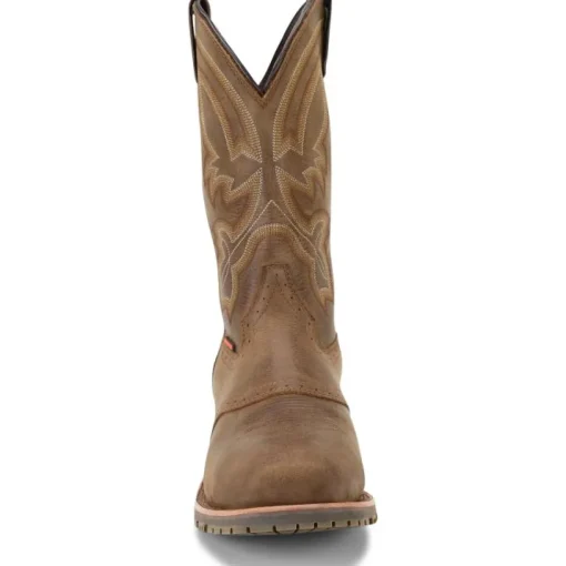 Double H Men's Jeyden 11" Sqr Toe WP Western Work Boot- Brown - DH4124