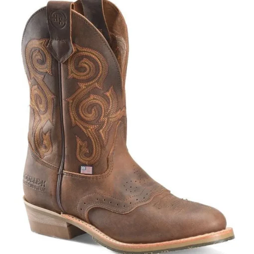Double H Men's Rockdale 11" U Toe Roper Western Work Boot- Brown - DH4663