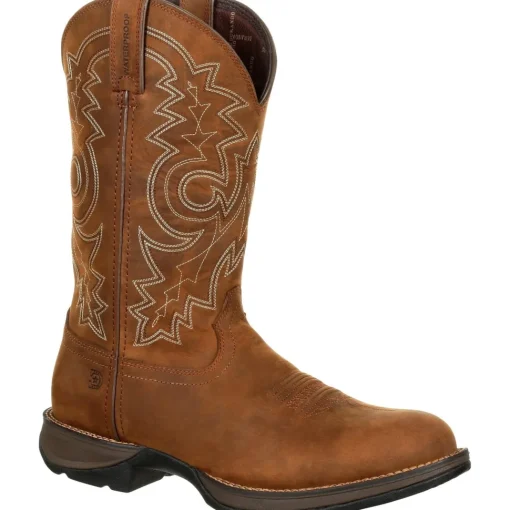 Durango Men's Rebel 12" Round Toe WP Western Boot - Brown - DDB0163