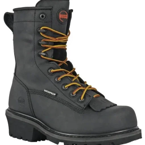 Hoss Men's Cross Cut 8" Composite Toe Waterproof Logger Work Boot - Black 80114