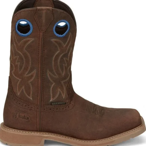 Justin Men's All Round 11" WP Western Work Boot -Brown- SE3114