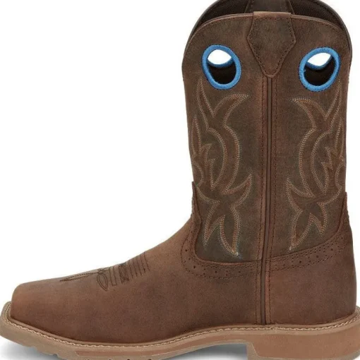 Justin Men's All Round 10" WP Steel Toe Western Work Boot -Brown- SE3115
