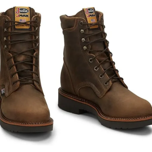Justin Men's Blueprint 8" Lace Up USA Western Work Boot -Tan- 440