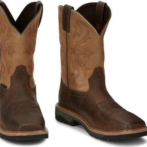 Justin Men's Bolt 11" Comp Toe WP Western Work Boot -Brown- SE4103