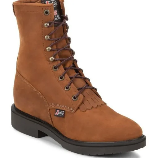 Justin Men's Conductor 8" Made In USA Work Boot - Hazel - 760