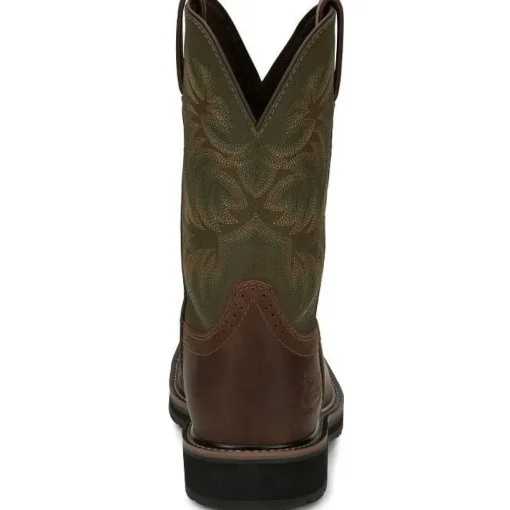 Justin Men's Driller 11" ST Western Work Boot -Brown/Green- SE4688