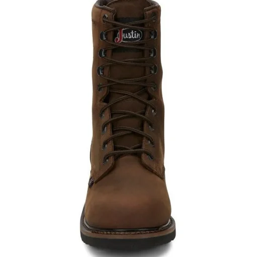 Justin Men's Drywall 8" Steel Toe WP Western Work Boot -Brown- SE961