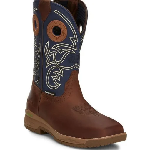 Justin Men's Nitread 11" Nano Composite Toe Western Work Boot -Blue- CR3202
