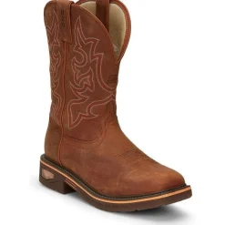 Justin Men's Resistor 11" WP Western Work Boot -Brown- CR4011
