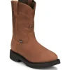 Justin Men's Round Up 10" WP Western Work Boot -Brown- OW6604