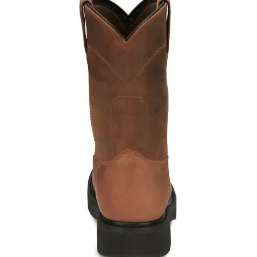 Justin Men's Round Up 10" WP Western Work Boot -Brown- OW6604