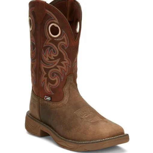 Justin Men's Rush 11" Comp Toe WP Wesern Work Boot -Tan- SE4341