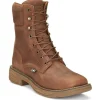 Justin Men's Rush 8" WP Lace Up Western Work Boot -Brown- SE467