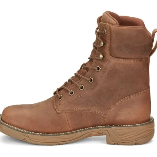 Justin Men's Rush 8" WP Lace Up Western Work Boot -Brown- SE467